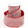 4" X 5 YDS RED AND WHITE BEADING/GLITTER DUPION BACKED RIBBON
