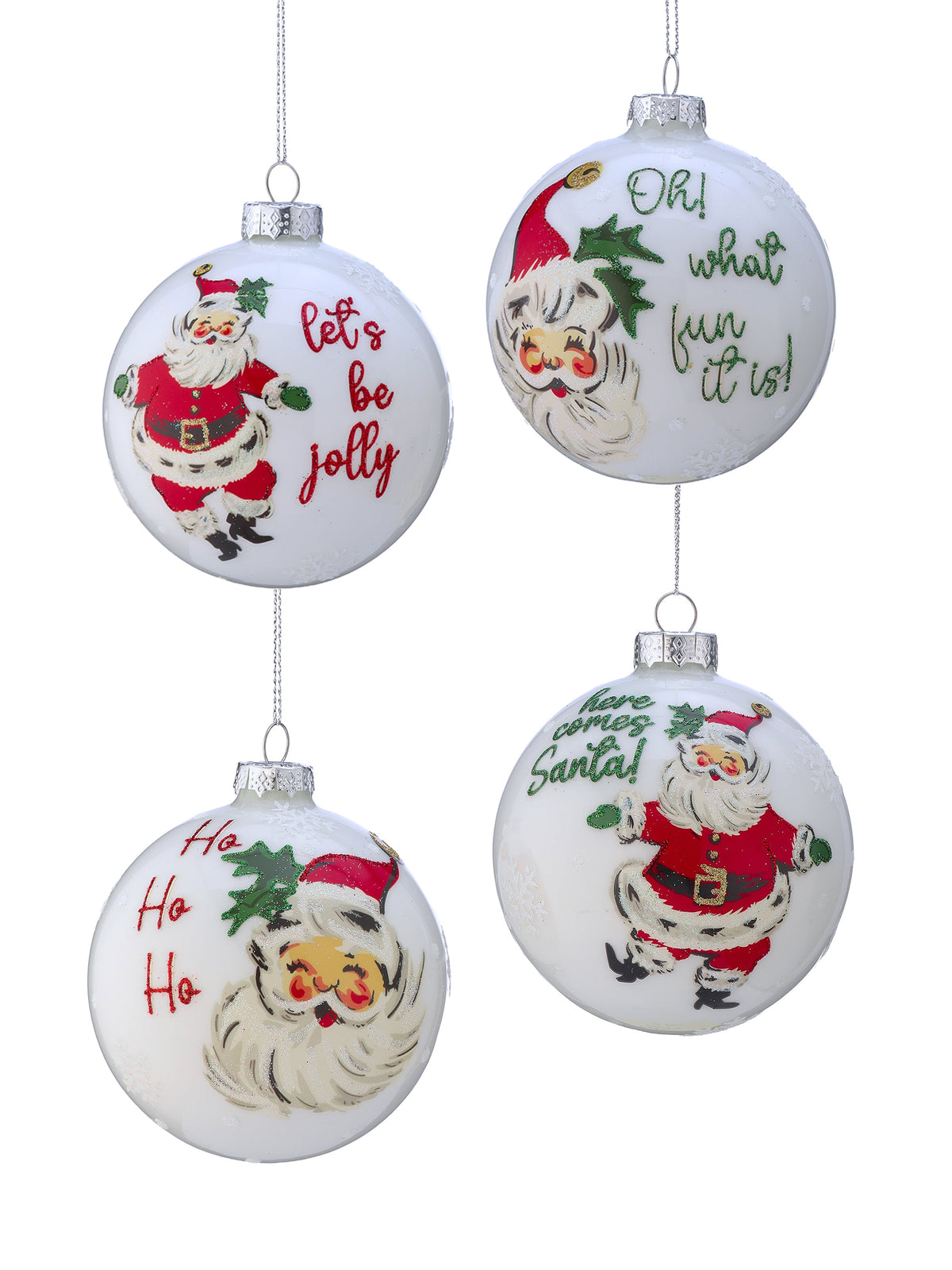 4" Glass Dancing Santa Ball Ornament (Ho Ho Ho Only)
