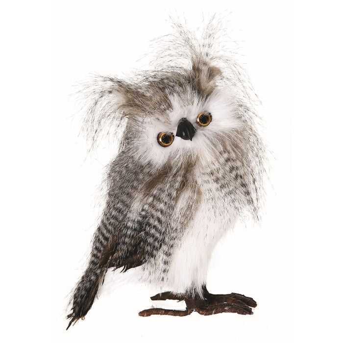 STANDING ZEBRA FEATHR OWL 10"