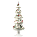 12" GLASS LAYERED TREE W/HOLLY & BERRIES