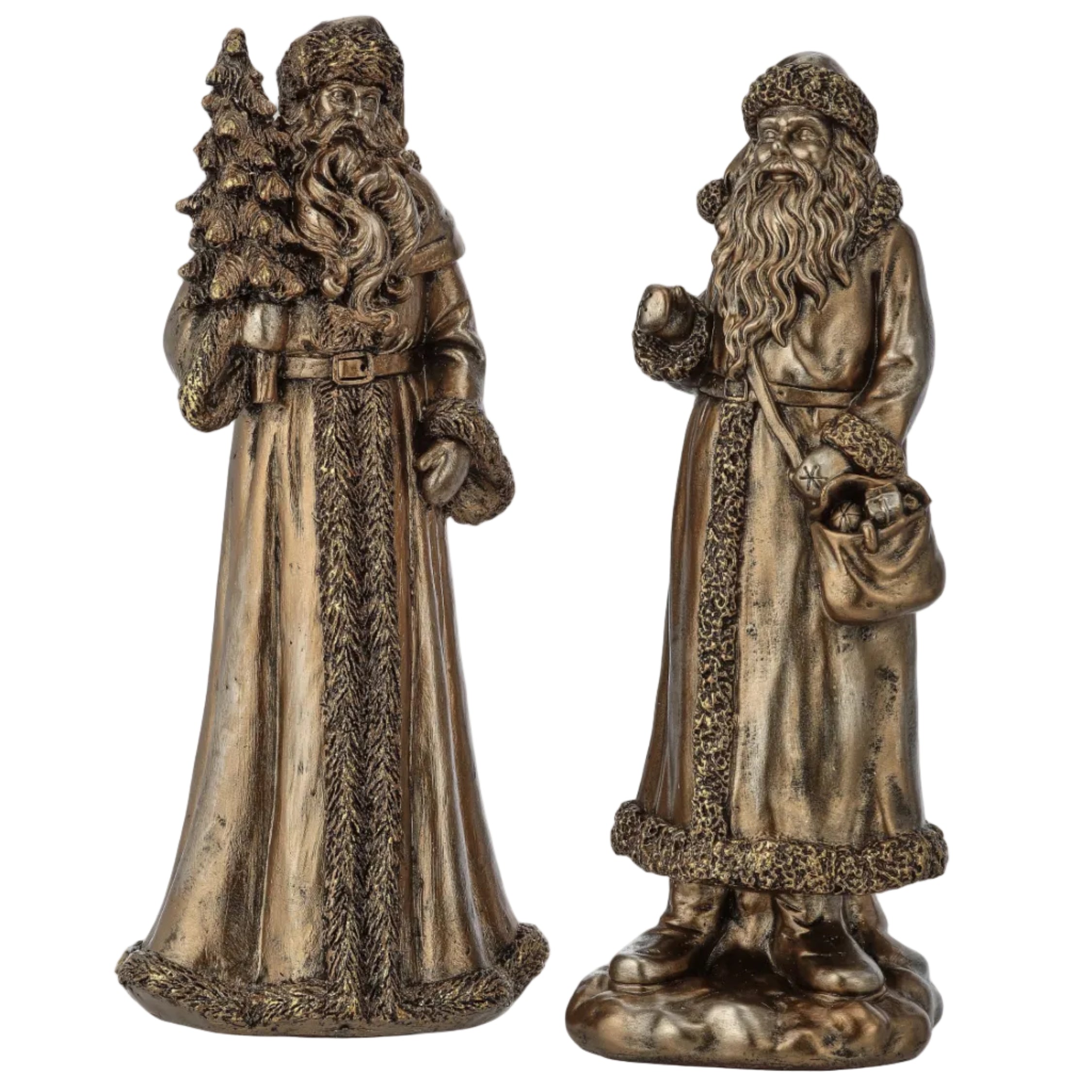 10" RESIN HIGHLANDS SANTA W/TREE-ANT BRONZE (RIGHT ONLY)
