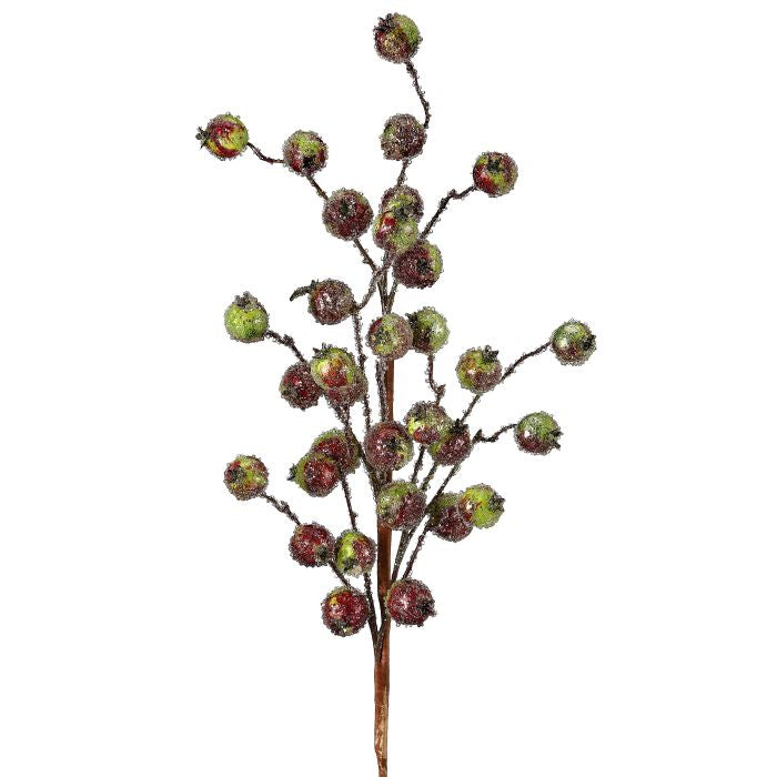 27" BEADED POMAGRANTE BERRY SPRAY-BURG GREEN