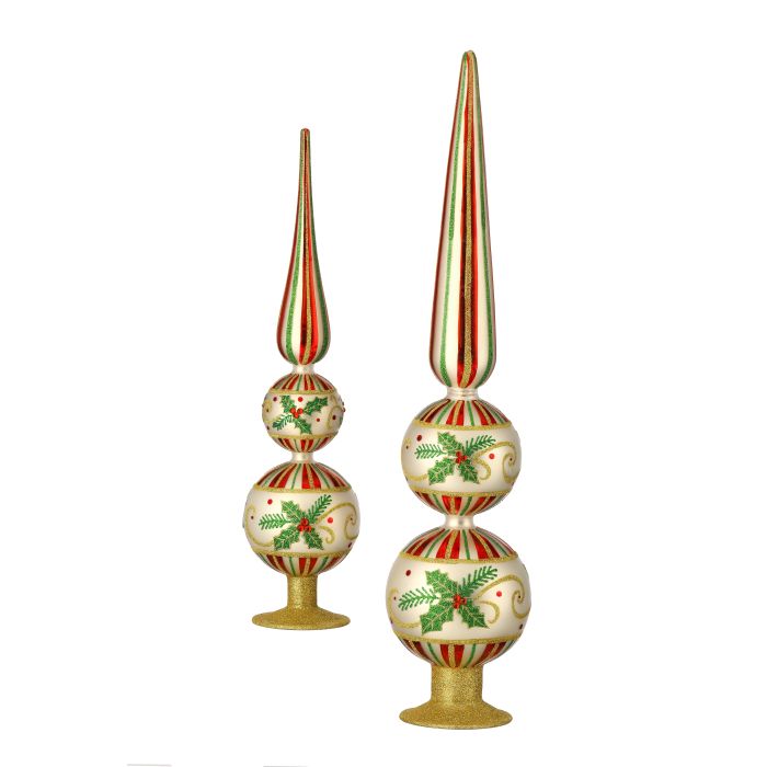 16.5" HOLLY STRIPE GLASS FINIAL (SMALL ONLY)