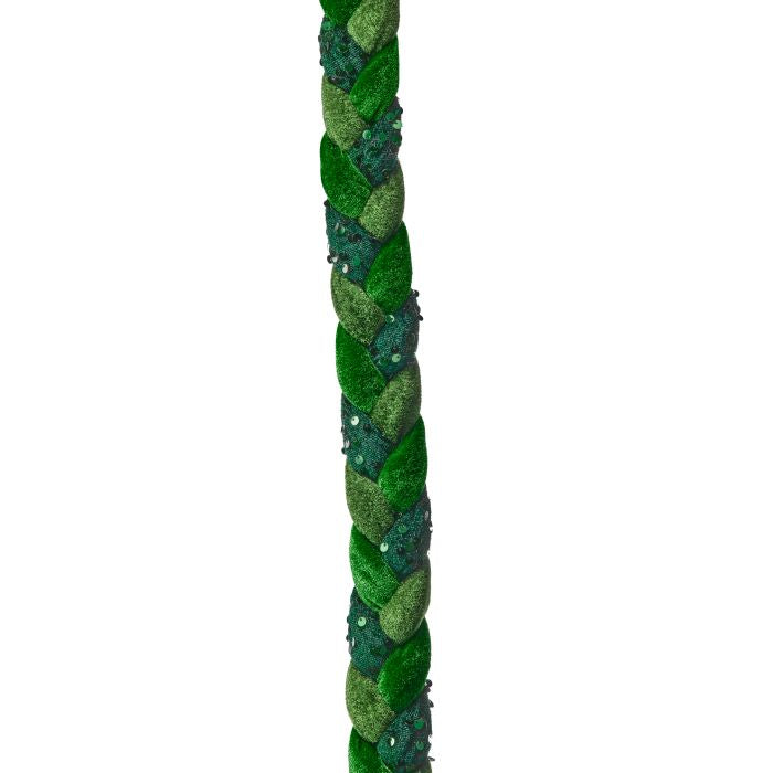 60" VLVT/SEQUIN BRAIDED ROPING-GRN