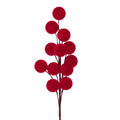 24" Flocked Large Berry Spray, Red