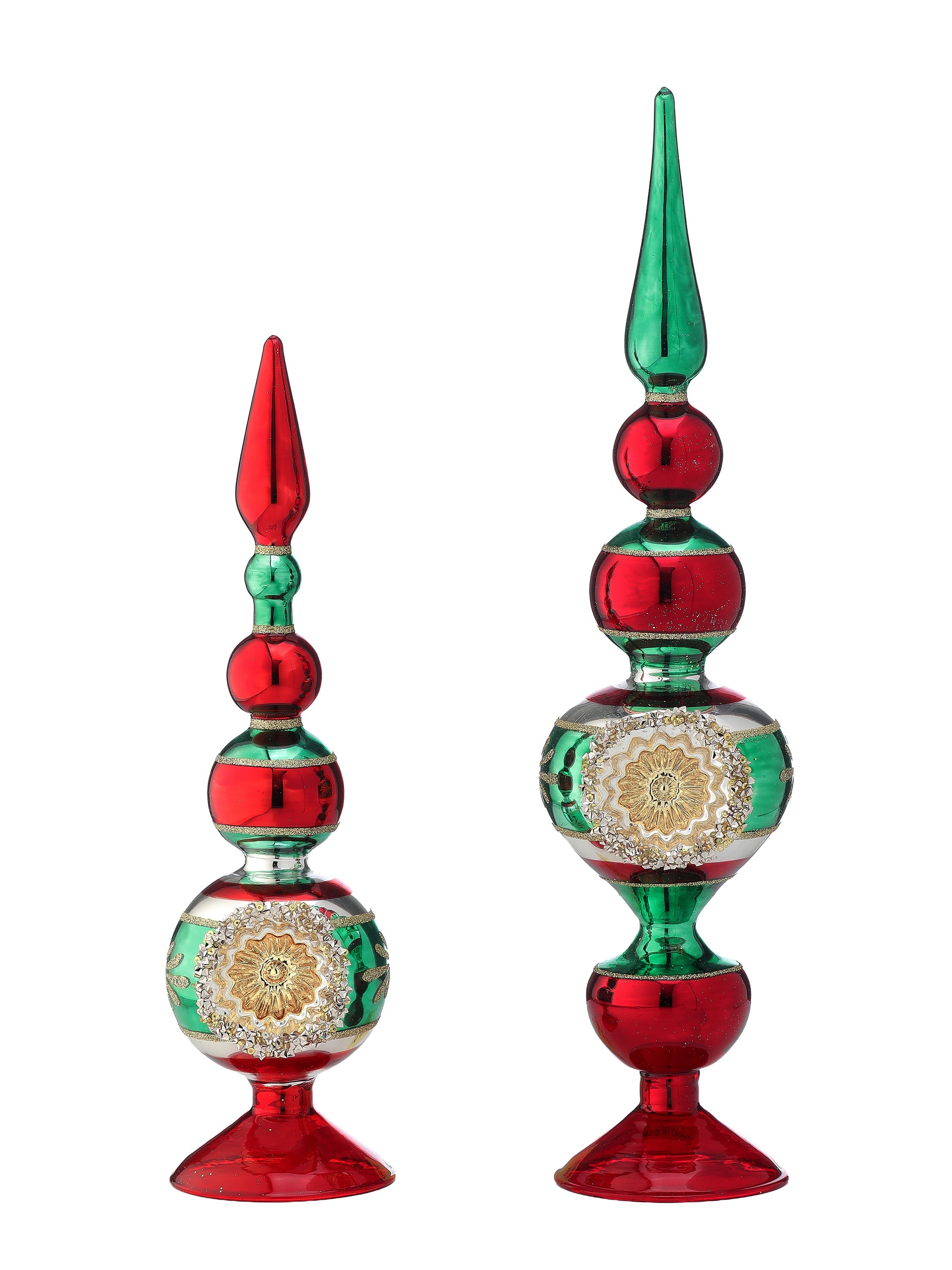 18" GLASS REFLECTOR TABLE FINIAL SET/2 (LARGE ONLY)