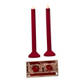 10" LED Timer Flocked Taper Candle Box of 2, Red