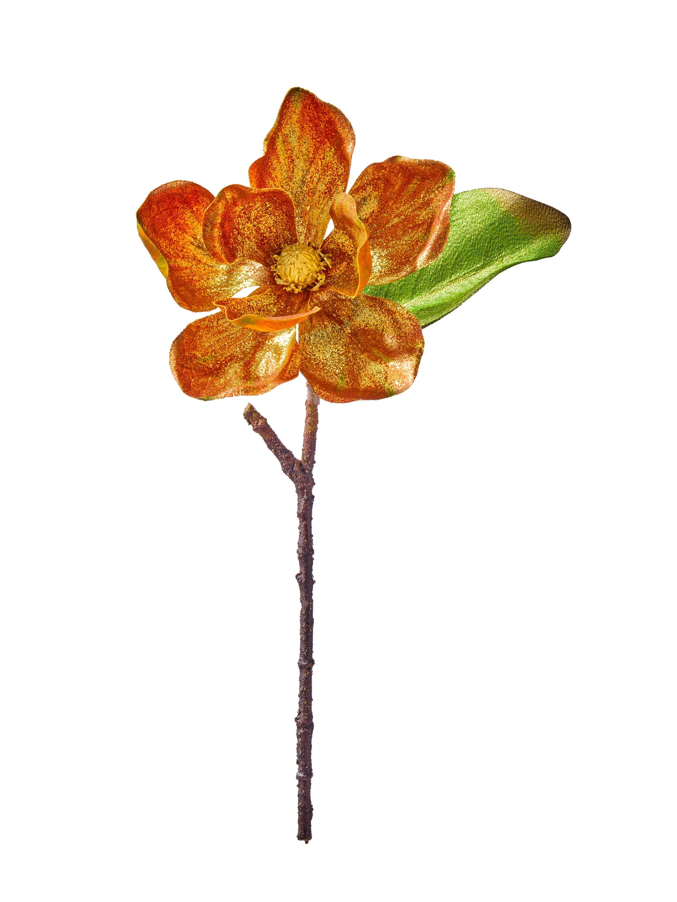17" METALLIC GLITTER MAGNOLIA STEM-ORGD