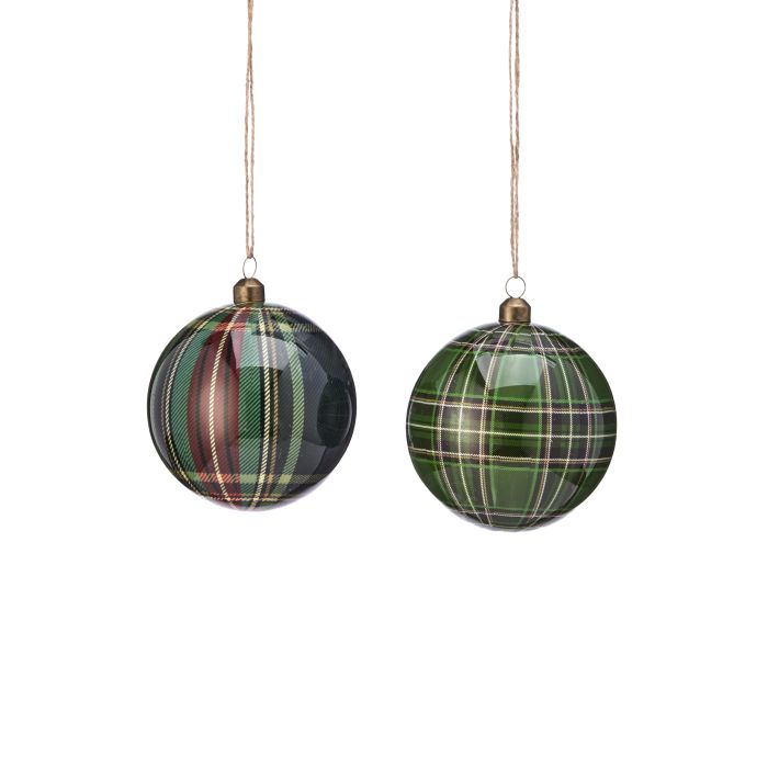 4" GENTLEMEN STYRO PLAID BALL ORNAMENT (RIGHT ONLY)