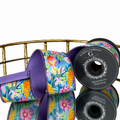 2.5"X5YD FLORAL PRINT ON COTTON WITH LAVENDER DUPION BACK