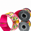 2.5"X5YD LEMON SPRING ON POLY COTTON WITH HOT PINK DUPION BACK
