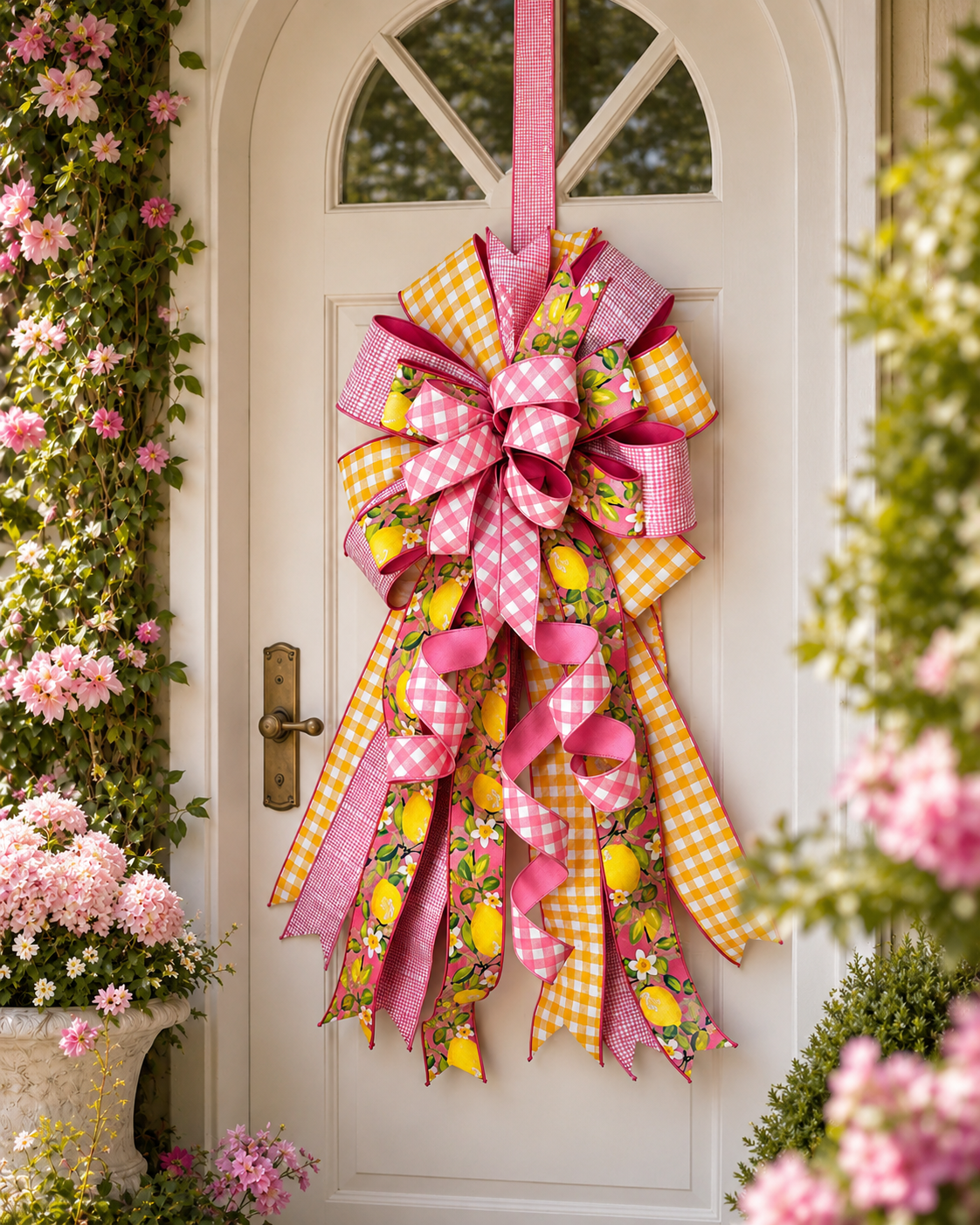 18" X 40" PINK LEMONADE GARDEN PREMADE BOW