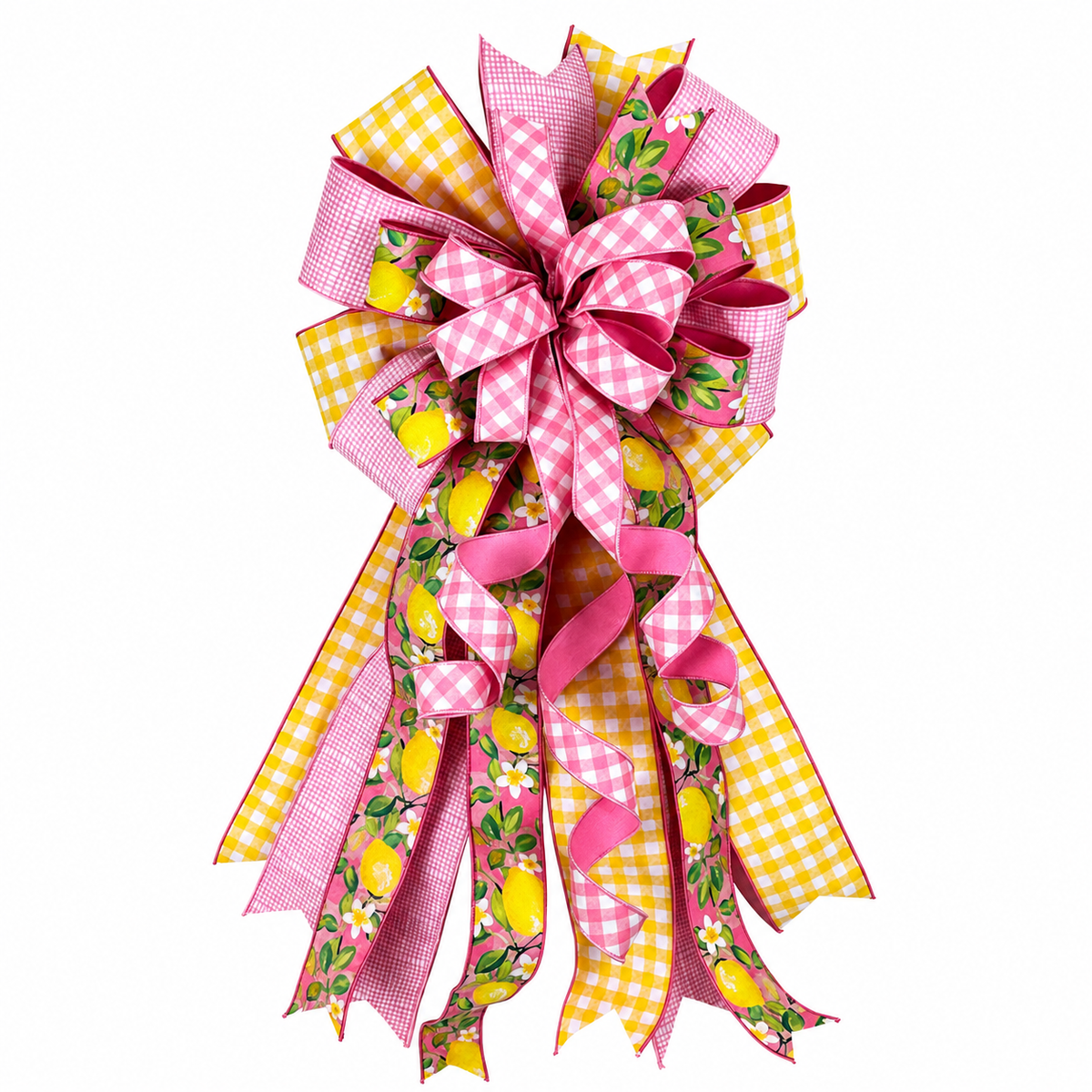 18" X 40" PINK LEMONADE GARDEN PREMADE BOW