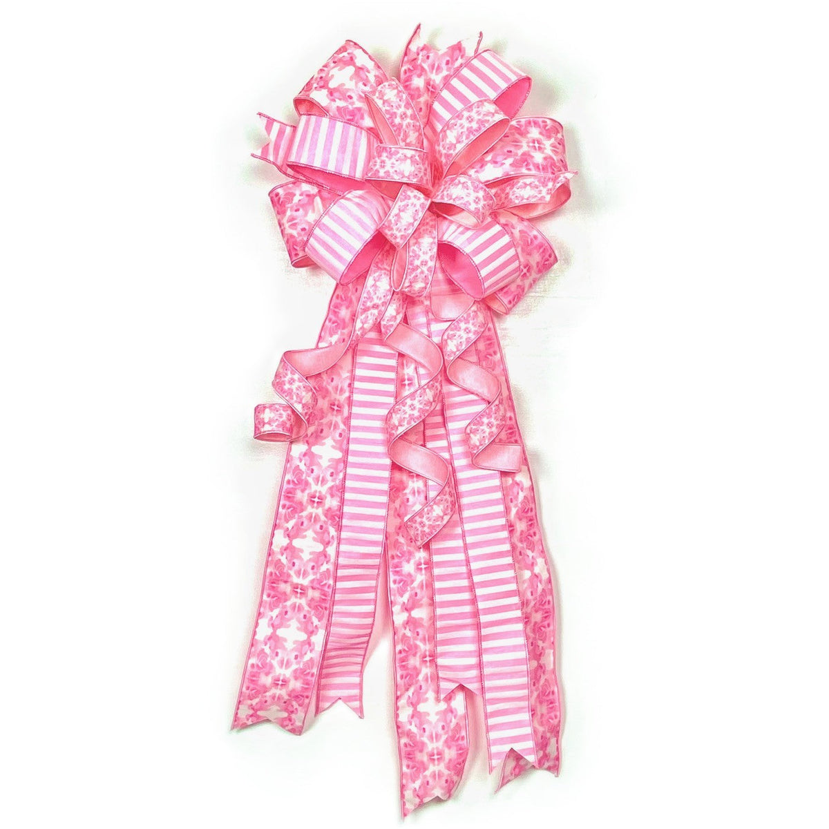 18"W X 40"L PK INK/PK STRIPE PRE-MADE BOW