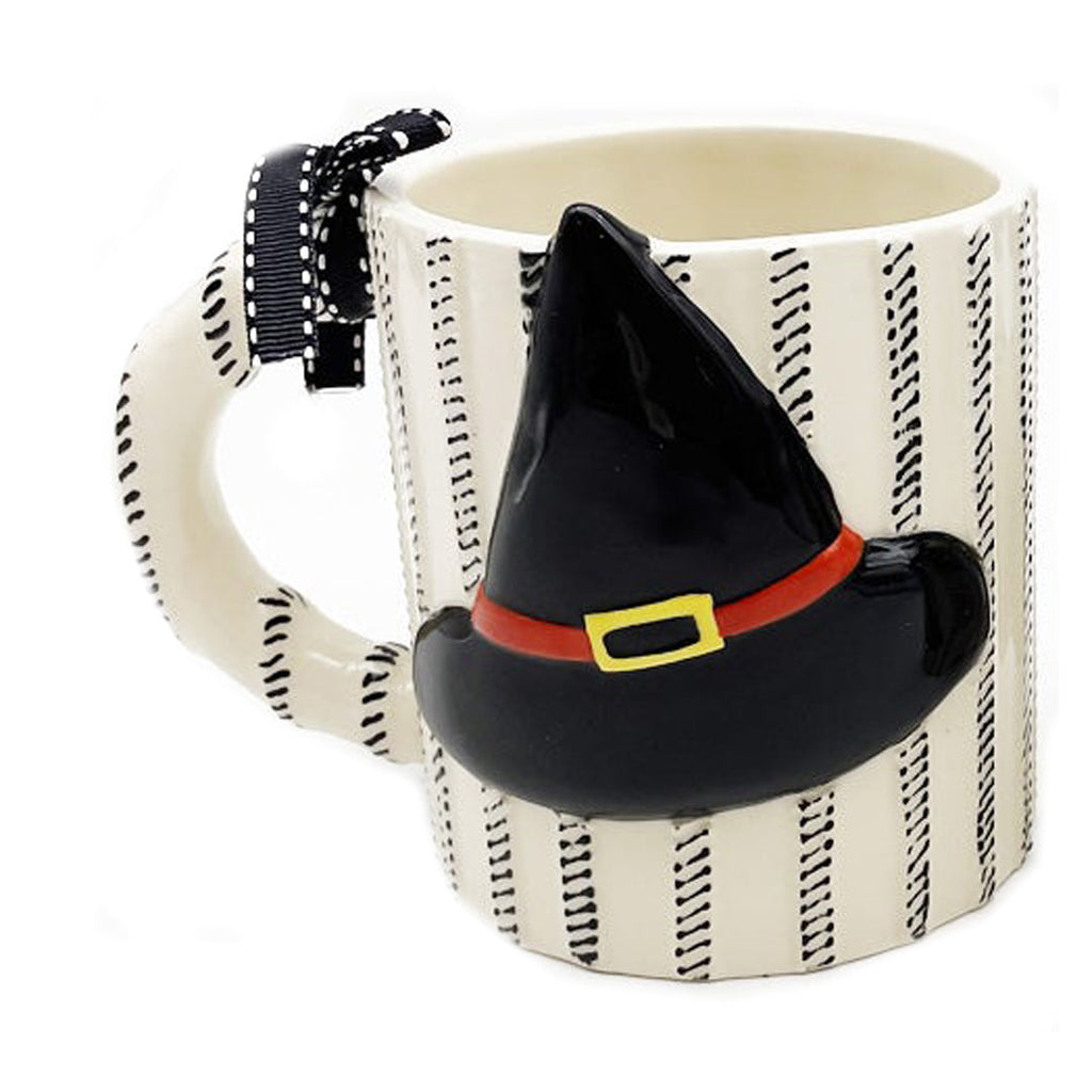 Witch Hat Black/White Ticking Halloween Mug-one only