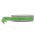 1" X 10 Yds Green and Silver Tinsel Wired Ribbon