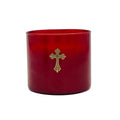 15OZ BLACKBERRY COBBLER 2 WICK CANDLE-RED GLASS WITH GOLD CROSS