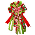 18"W X 42"L GREEN MONSTER STAR FACE RED PRE-MADE BOW