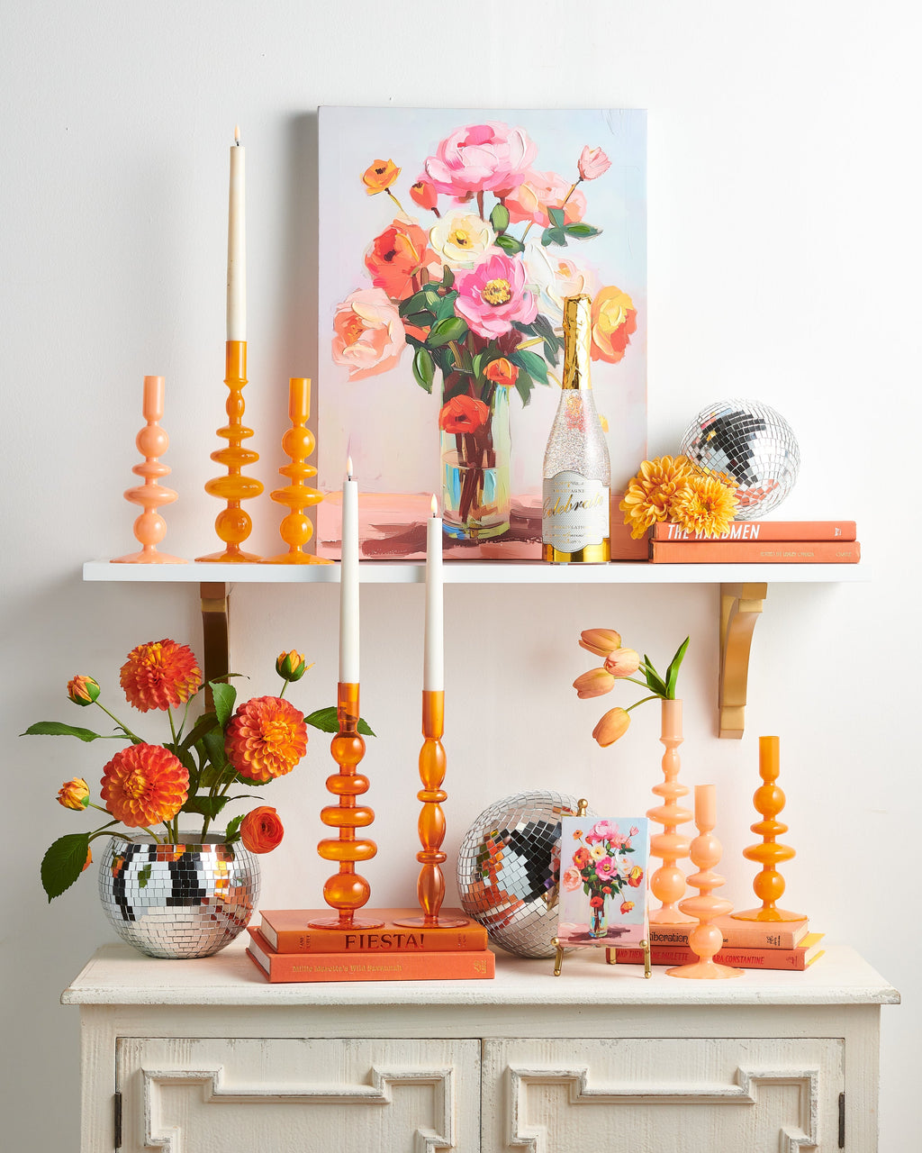 10.25" ORANGE CANDLE STICKS (LARGE ONLY)