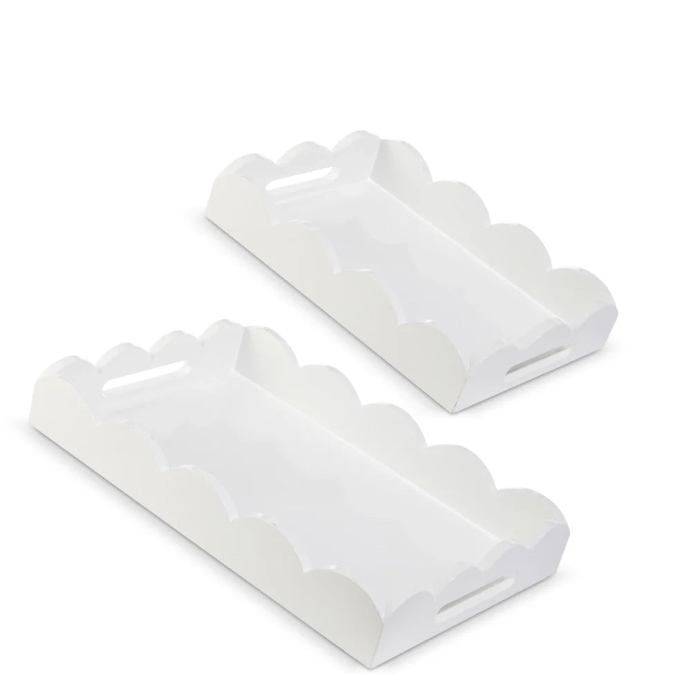 18.5" White Scalloped Trays (LARGE TRAY)