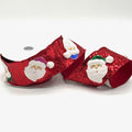 4" x 10YD SEQUIN EMBROIDERY ON RED SANTA PATCHES WITH DUPION BACKED RIBBON