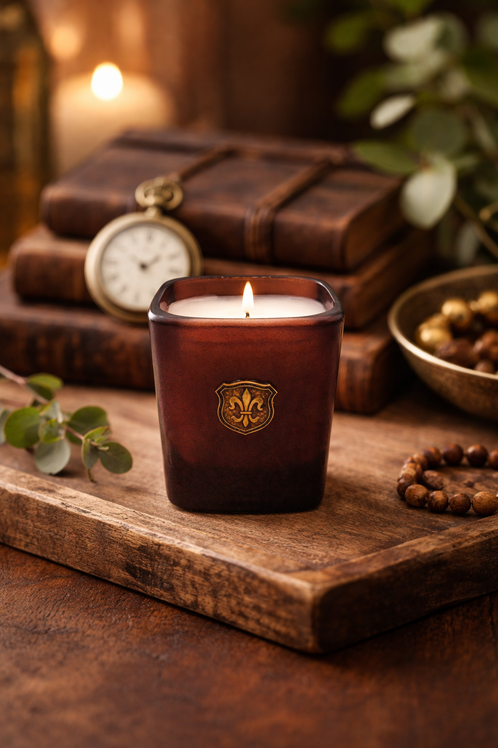 Tweed 9 oz Brown Square Candle