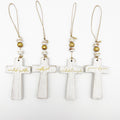 Set Of 4 White Wash Cross Stocking Name Tags..2.25X3.5