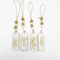 Whitewash Wood Ornaments with Sentiment - SET of 4