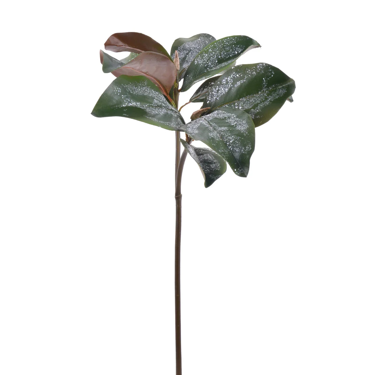 25" Glitter Magnolia Leaf Spray, Green