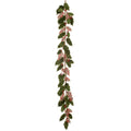 6' Velvet/Plaid Holly Leaf Garland With Berry