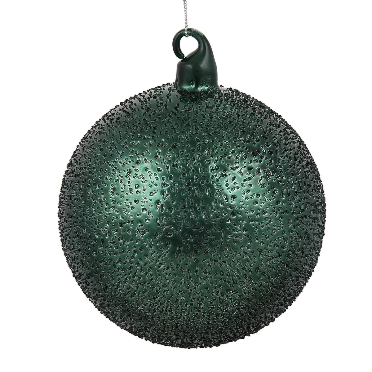 Glass Beaded Ball Ornament 120MM, Dark Green