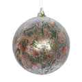 120MM Filigree Leaf Ball Ornament, Green/Silver