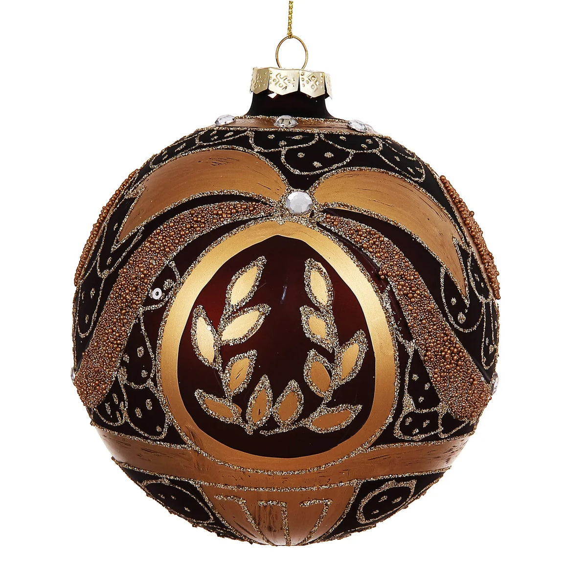 Royal Crest Ball Ornament 150MM, Brown/Gold