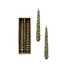 S/2 10"H Unscented Tree ShapedTapers, Cedar Color