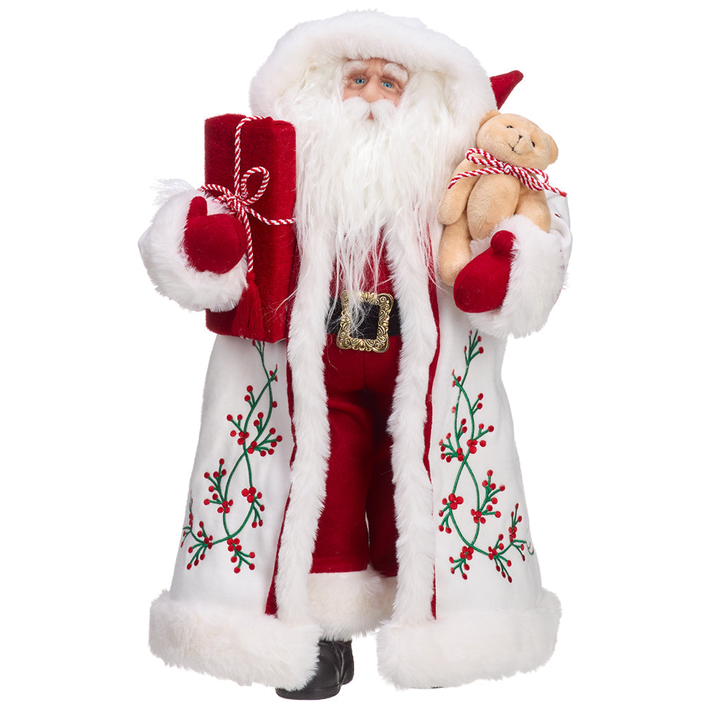18" Santa With Gift Box And Bear