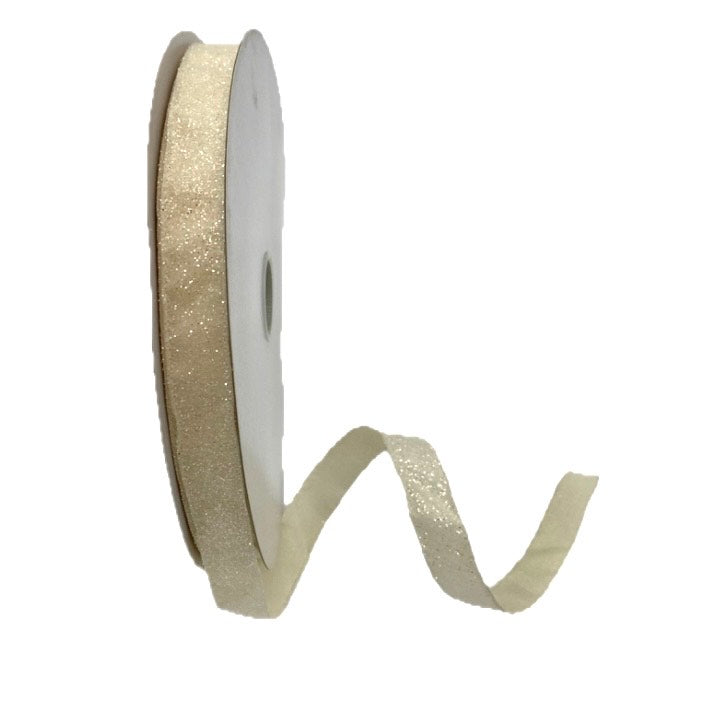 Ivory Glitter Ribbon - 7/8" X 50 YARDS