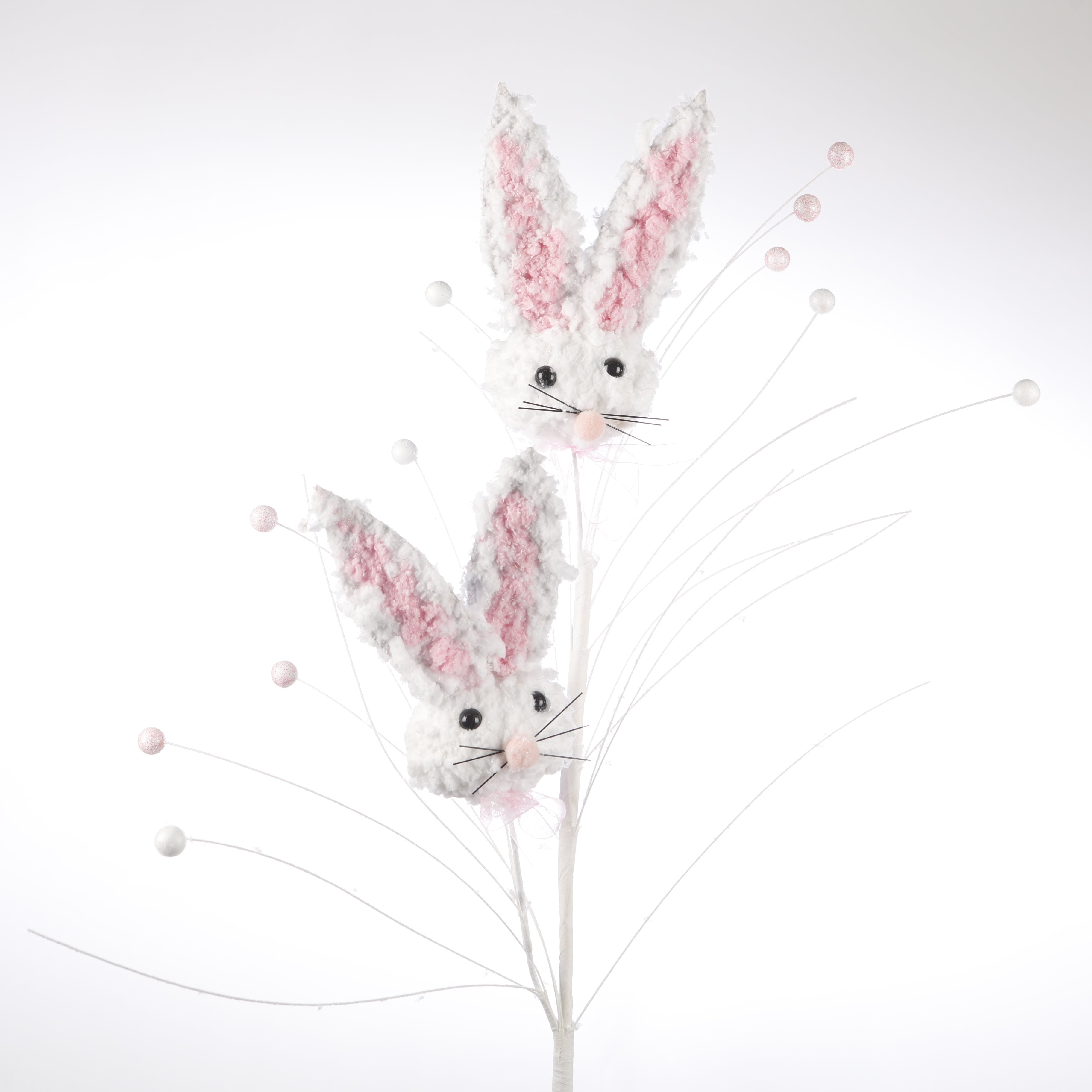 32" Rabbit Head Stem White/Pink