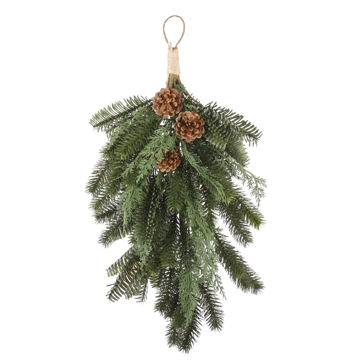 26" REAL TOUCH TEAR DROP WITH MIXED ABIES NOBILIS & PINECONE