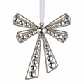 7IN Jewel Bow Ornament, Platinum