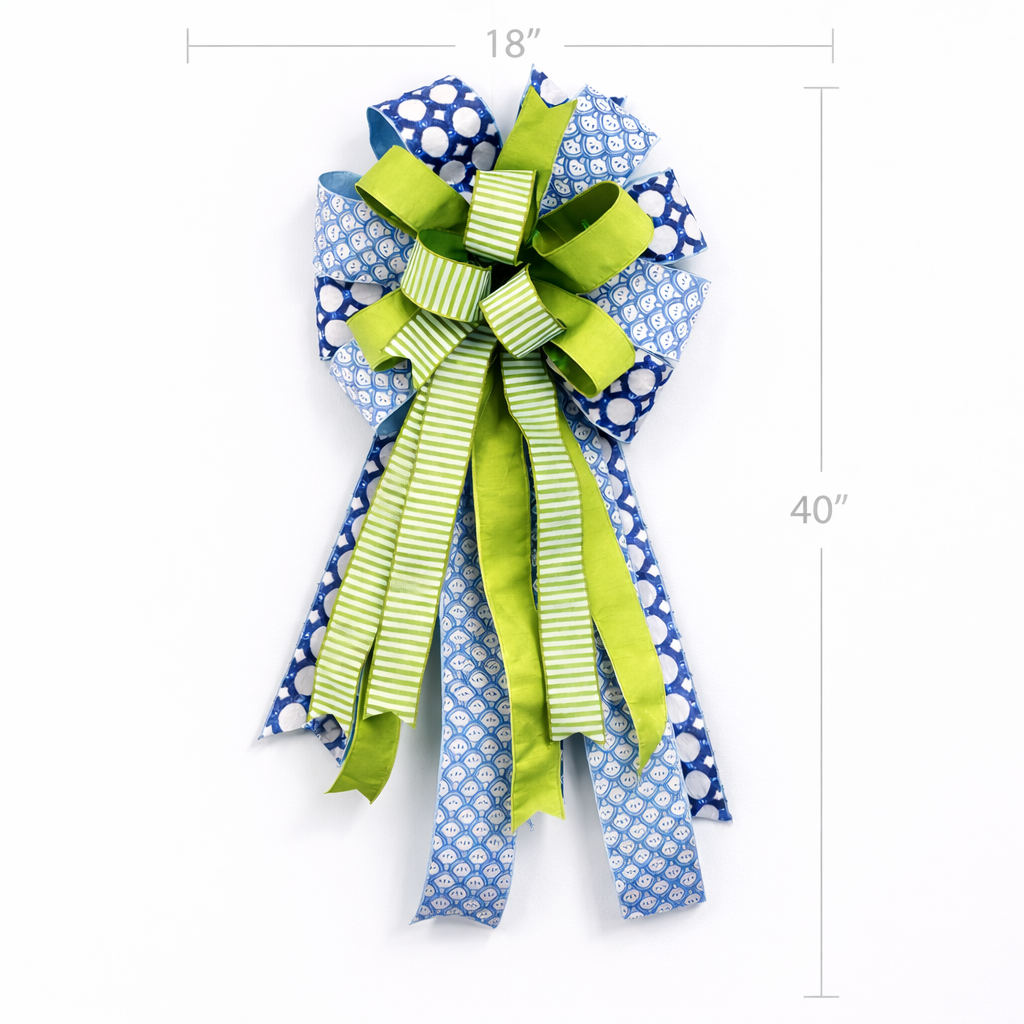 18" X 40" BLUE GREEN SPRING BOW