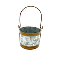 Brown Trim Galvanized Bucket with Handle 7"x4"x4"