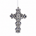 9IN Jewel Cross Ornament, Platinum