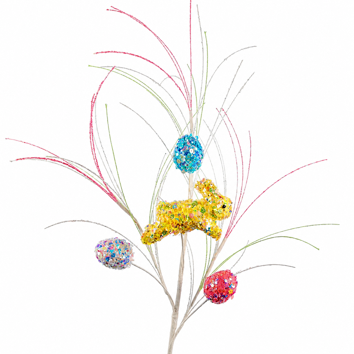 28" Rabbit and Eggs Spray Yellow C50