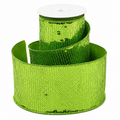4" X 5 YDS LIME GREEN SEQUINED DUPION BACKED RIBBON