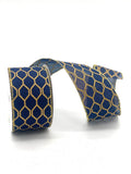 2.5" X 10 YARD GOLD GEOMETRIC ON NAVY RIBBON