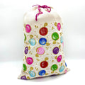 SANTA SACK WITH METALLIC DOT PRINT IN JUTE 19" x 28"