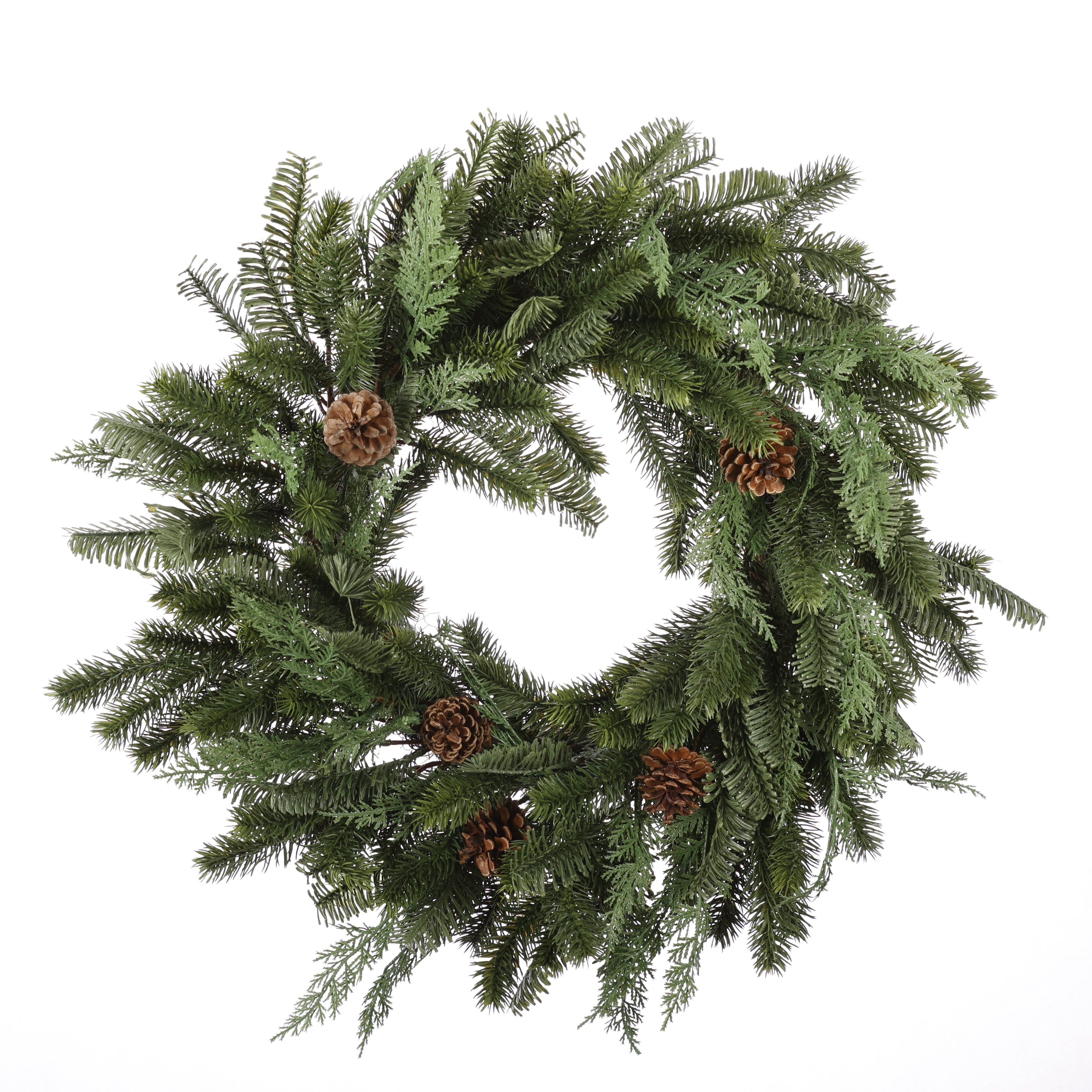 27" REAL TOUCH WREATH WITH ABIES NOBILIS & PINECONE