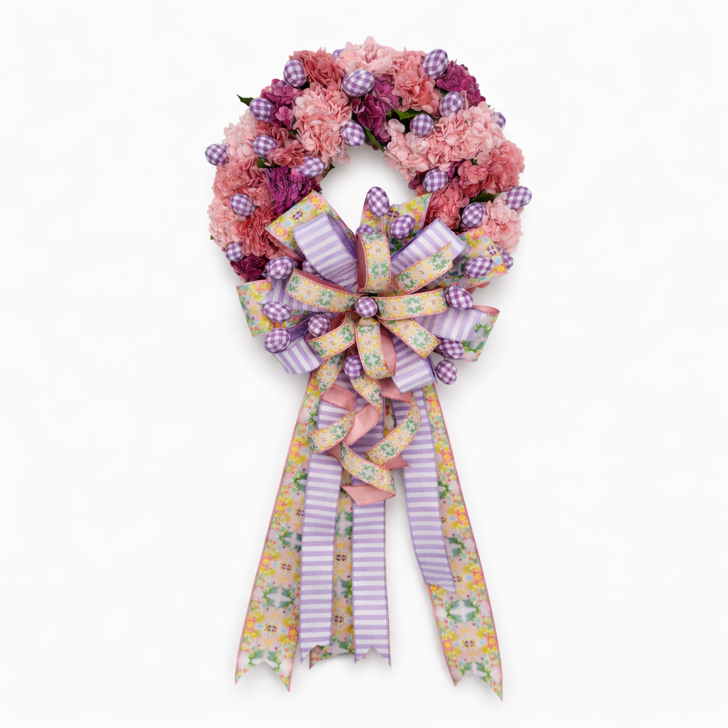 25" x 50" PINK/ PURPLE SPRING WREATH WITH BOW