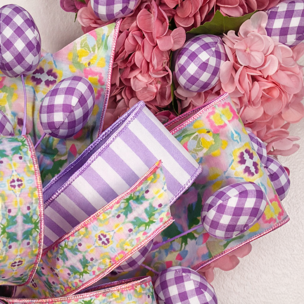 25" x 50" PINK/ PURPLE SPRING WREATH WITH BOW
