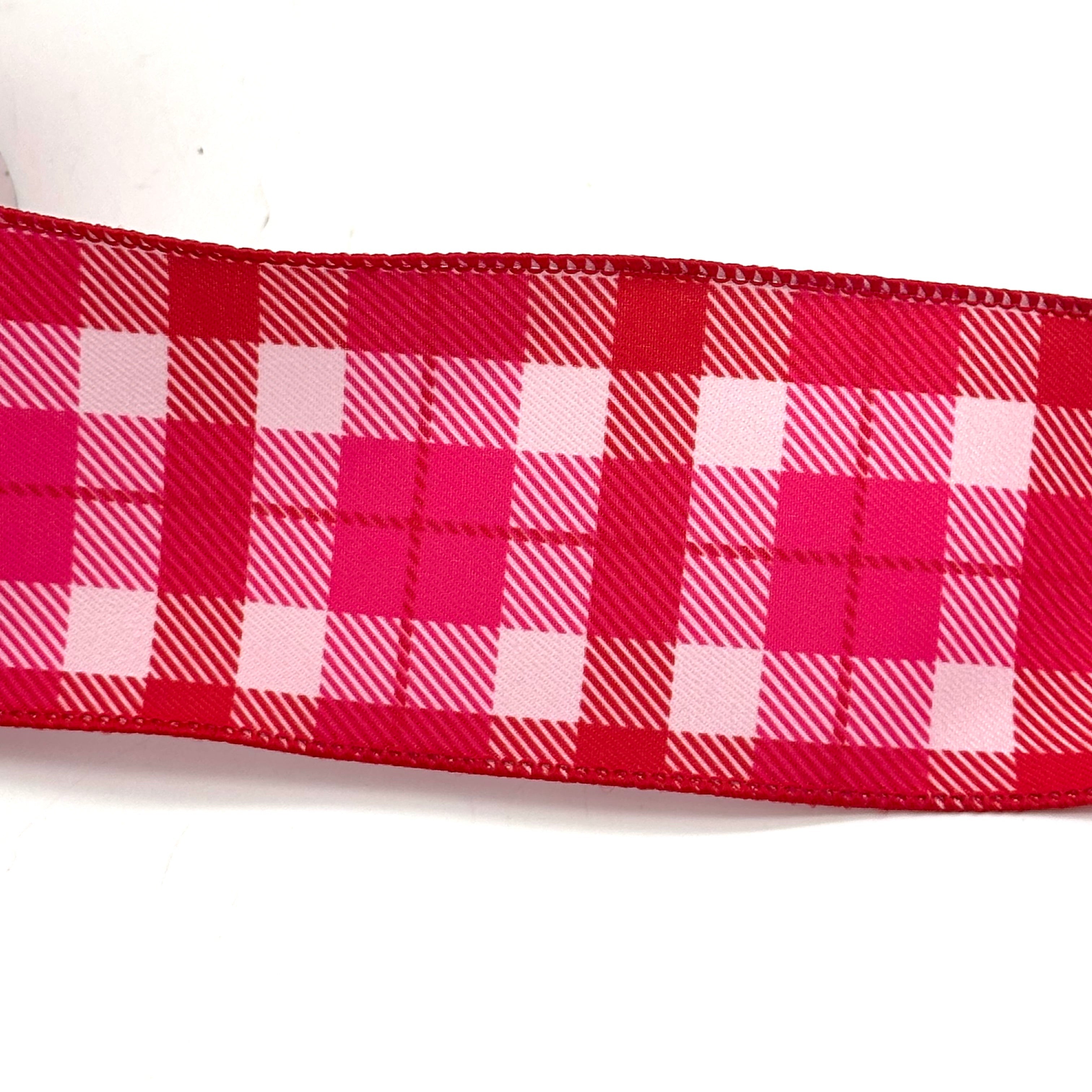 2.5""X10YD PLAID RIBBON-RED/WHT/PK